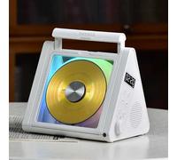 Lecteur CD portable avec batterie rechargeable, 2 haut-parleurs HiFi 5 W, Bluetooth 5.3, USB, AUX, télécommande, lumières RVB pour la maison et le bureau