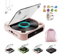 Lecteur CD Portable avec Bluetooth, 2025 Nouveau Lecteur CD Compatible Bluetooth avec Casque, Prend en Charge Les Modes CD/USB/BT et Répétition (Rose)