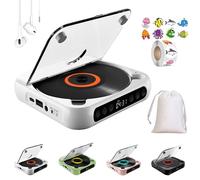 Lecteur CD Portable avec Bluetooth, 2025 Nouveau Lecteur CD Compatible Bluetooth avec Casque, Prend en Charge Les Modes CD/USB/BT et Répétition (Blanc)