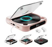 Lecteur CD Portable avec Bluetooth 5.3 Et Son Hi-FI, Batterie Rechargeable, Compatible CD/CD-r/RW/mp3, Compact pour Voyage, Maison Et Voiture Pink