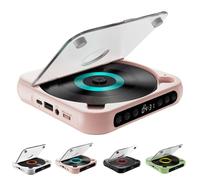 Lecteur CD Portable avec Bluetooth 5.3, Mini Lecteur Rechargeable avec des Haut-parleurs et écouteurs, Prend en Charge Le CD/USB/BT, l'écran LCD et la Batterie de 2000 mAh, pour la Maison Pink