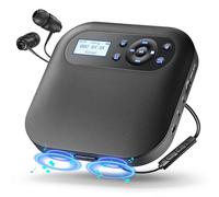 Lecteur CD Portable avec Bluetooth, Lecteur CD de Voiture Rechargeable Discman avec FM, Deux Haut - parleurs stéréo, Anti - Saut, Deux connecteurs de Casque (CD022 Bluetooth 5.1)