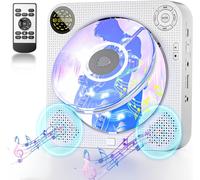 Lecteur CD Portable avec Bluetooth,Lecteur CD Mural avec Haut-parleurs,écran LED Frontal,télécommande,Compatible FM/USB/AUX (sans Batterie)