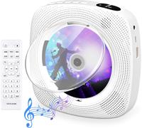 Lecteur CD Portable avec Bluetooth Lecteur CD Mural Haut-parleurs HiFi Intégrés avec écran LCD Audio Domestique Boombox Radio FM Lecteur de Musique MP3 USB