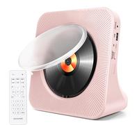 Lecteur CD portable avec Bluetooth, lecteurs CD de bureau HoneTeek pour la maison avec haut-parleurs HiFi, lecteur de musique CD avec télécommande, minuteur et radio FM, USB et AUX, écran LED (rose)