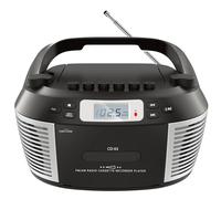 Lecteur CD portable avec Bluetooth, radio AM/FM, cassette à bande, télécommande, lecture USB, enregistreur, prise casque, alimentation AC/batterie