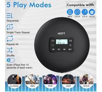 Lecteur CD Portable avec Bouton Tactile Home Lecteur CD Rechargeable avec Casque D'écoute Lecteurs CD Personnel Walkman avec Écran