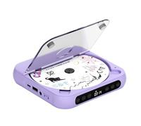 Lecteur CD portable avec deux haut-parleurs stéréo, lecteur CD portable rechargeable avec Bluetooth pour la maison avec casque, prise en charge CD/AUX/USB, violet