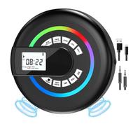 Lecteur CD portable avec haut-parleur Bluetooth, transmetteur FM, entrées AUX/USB, écran LCD et éclairage RGB pour voiture