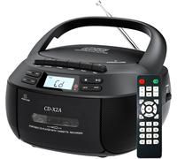 Lecteur Cd Portable Avec Haut-Parleurs, Lecteur Cassette Boombox Avec Bluetooth, Radio Fm, Lecture Usb/Aux, éCran Lcd, TéLéCommande, Enregistrement Sur Bande - Noir