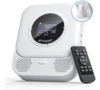 Lecteur CD Portable avec Récepteur et Émetteur Bluetooth, Haut-parleurs HiFi, Écran LED Intégré, Radio FM (White)