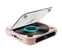 Lecteur CD portable avec son Hi-Fi Bluetooth, batterie rechargeable, prend en charge CD/CD-Rw/MP3, pas besoin de brancher inclus (écouteurs + cache-oreilles) (rose)