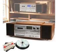 Lecteur CD portable avec télécommande, lecteur de musique de bureau pour la maison, deux haut-parleurs intégrés, prend en charge les fonctions de transcription