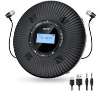 Lecteur CD Portable Avec Transmetteur FM Bluetooth, Écran Rétroéclairé à Bouton Tactile Rechargeable, Noir