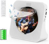 Lecteur Cd Portable Bluetooth 4000Mah Lecteur Cd De Bureau Pour La Maison Lecteur Cd Avec Deux Haut - Parleurs Télécommande Housse Anti-Poussière Affichage Radio Fm Minuterie Usb Aux