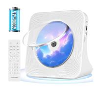 Lecteur CD Portable Bluetooth, 4000mAh Rechargeable pour Voiture, Poste CD HiFi avec télécommande, Connexion USB et AUX, FM Radio, CDs (Blanc)