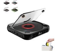 Lecteur CD Portable Bluetooth 5.3, Lecteur De Musique Hi-FI Compact Et Rechargeable pour La Maison, Les Voyages Et La Voiture, Compatible CD/aux/USB, Design Léger Et élégant Black 1pcs
