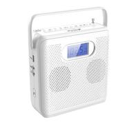 Lecteur CD portable Bluetooth avec haut-parleurs intégrés, radio FM, écran LCD, connectivité USB et AUX, design vertical blanc - Zacoby