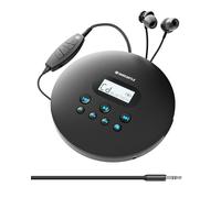 Lecteur CD Portable Bluetooth | Batterie Rechargeable d'une Durée de 12 Heures | Lecteur CD Enfant | AUX Compatible pour Voiture | Antichoc | Écouteurs avec Contrôle Audio | OAKCASTLE CD100