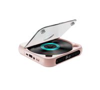 Lecteur CD portable Bluetooth, écran LED, lecteur stéréo, lecteur CD mural avec radio FM - Rose