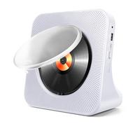 Lecteur CD portable Bluetooth, lecteurs CD de bureau HoneTeek la maison haut-parleurs HiFi, lecteur de musique CD télécommande, couvercle anti-poussière et minuteur, radio FM, USB JZBA-CDBA02WT