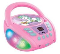 Lecteur CD Portable Bluetooth Licorne avec Effets Lumineux et USB Rose G