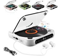 Lecteur CD Portable, Compatible Bluetooth, avec éCouteurs, Prend en Charge Les Modes CD/USB/BT Et RéPéTition, Mini Lecteur Rechargeable pour La Maison, Les Voyages Et Le Bureau,White