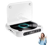 Lecteur CD portable compatible Bluetooth, lecteur CD 2025 avec son Hi-Fi, lecture sans fil et filaire, mini lecteurs CD rechargeables pour voyage, maison, voiture (blanc)