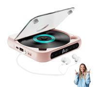Lecteur CD portable compatible Bluetooth, lecteur CD 2025 avec son Hi-Fi, lecture sans fil et filaire, mini lecteurs CD rechargeables pour voyage, maison, voiture (rose)
