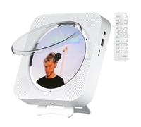 Lecteur CD Portable De Bureau pour La Maison, Lecteur CD Mural, Deux Haut-Parleurs IntéGréS Et Affichage LED avec TéLéCommande, Compatible CD/Radio FM/USB/Aux/Minuterie/RéPéTition(White)
