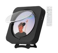 Lecteur CD Portable De Bureau pour La Maison, Lecteur CD Mural, Deux Haut-Parleurs IntéGréS Et Affichage LED avec TéLéCommande, Compatible CD/Radio FM/USB/Aux/Minuterie/RéPéTition(Black)