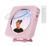 Lecteur CD Portable De Bureau pour La Maison, Lecteur CD Mural, Deux Haut-Parleurs IntéGréS Et Affichage LED avec TéLéCommande, Compatible CD/Radio FM/USB/Aux/Minuterie/RéPéTition(Pink)