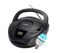 Lecteur CD Denver TC-28BLACK Portable et Radio FM. Boombox Haut-parleurs 2 W. Entrée AUX, Ampoule DIAMS LED