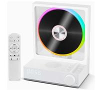 Lecteur CD Portable for La Maison, Bluetooth 5.3 Bidirectionnel avec Télécommande, Haut-Parleur HiFi Intégré, Éclairage RGB Multicolore, Compatible MP3, WMA, WAV, AAC Et FLAC(White)