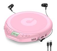 Lecteur CD Portable : KOVCDVI Lecteurs CD avec écran LCD, Compatible CD-R/CD-RW/MP3, Prise Casque, Modes sonores BBS/Pop/Rock/Jazz/Classic, Rose