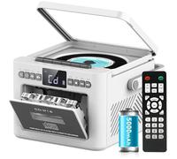 Lecteur Cd Portable Lecteur Cassette Audio Bluetooth Télécommande Radio Fm Aux/Usb/Sd Card-In Batterie Rechargeable 50[EN545]