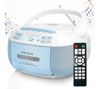 Lecteur CD portable, lecteur CD de bureau et lecteur de cassette avec radio FM, lecture USB/AUX, son stéréo, télécommande, enregistrement sur bande, alimentation AC/DC,