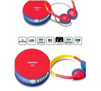Lecteur CD portable - LENCO - CD-021KIDS - Limiteur de son - Piles rechargeables USB - Casque enfant