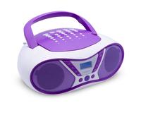 MOOOV Pop Purple, Lecteur CD Portable, Lecture CD-R/CD-RW/CD-MP3, Radio FM, Port USB, Son Stéréo 6W, Poignée Ergonomique, Fonctionne sur Secteur ou Piles - 477404