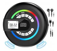 Lecteur CD portable pour lecteur CD portable MP3 USB AUX RGB Light (Noir)