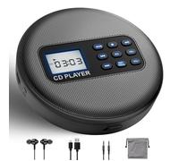 Lecteur CD portable rechargeable 1500mAh Bluetooth 5.1 haut-parleur stéréo USB AUX fonction répétition écran LCD adapté à la maison