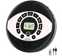 Lecteur CD portable rechargeable anti-saut pour Boombox avec deux haut-parleurs USB AUX système de musique sans fil pour la maison et les voyages Noir