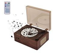 Lecteur CD portable rétro, rechargeable pour la maison avec télécommande, Bluetooth Kpop 5.0, couvercle anti-poussière, support AUX/USB Decor Noyer