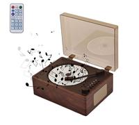 Lecteur CD portable rétro, rechargeable pour la maison avec télécommande, lecteur CD Kpop Bluetooth 5.0, couvercle anti-poussière, compatible avec lecteur CD AUX/USB, décoration d'intérieur (noyer)