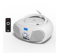WE Lecteur CD portable - Radio FM, écran LCD, USB MP3, sortie casque, haut-parleurs 2x2W - Blanc