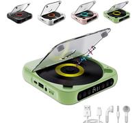 Lecteur CD Portable Yuguz, Lecteur CD Portable Lifesparking, Nouveau modèle 2025, Compatible Bluetooth, Petit avec Casque, Mini Enceinte Rechargeable pour la Maison, Le Bureau (Green)