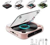 Lecteur CD Portable Yuguz, Lecteur CD Portable Lifesparking, Nouveau modèle 2025, Compatible Bluetooth, Petit avec Casque, Mini Enceinte Rechargeable pour la Maison, Le Bureau (Pink)