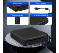 Lecteur CD pour Voiture, avec CarPlay sans Fil Intégré, Adaptateur Android Auto CD/DVD Externe pour Interface Stéréo Connexion USB