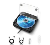 Lecteur CD pour Voiture, Lecteur CD Externe Portable, Plug and Play, Noir | Lecteur CD Voiture avec câble d'extension USB, Silicone Anti-Choc, port USB, Connexion à un Ordinateur Portable, Télévision