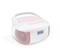 MOOOV 477185 Lecteur CD Radio FM Portable Bluetooth - Poste Boombox Stéréo MP3 Entrée USB, AUX-in, Micro-SD, Prise Casque, Ecran LCD - Alimentation Secteur ou Pile - Rose